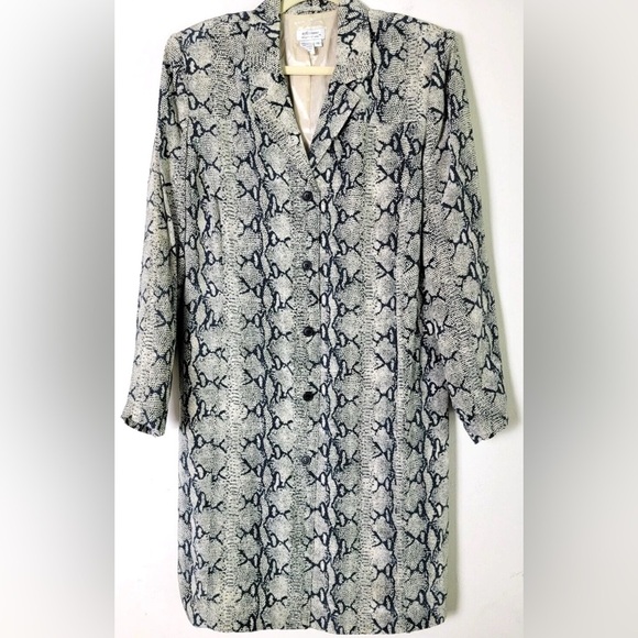 Reflections Women’s Silk Snake Print Collared Button Up Midi Shift Dress 10 - Picture 1 of 16